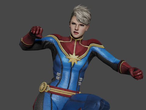 Captain Marvel Low-poly 3Dモデル
