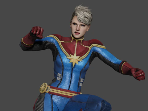 Captain Marvel Low-poly 3D Model