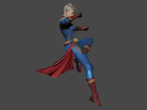 Captain Marvel Low-poly 3D Model