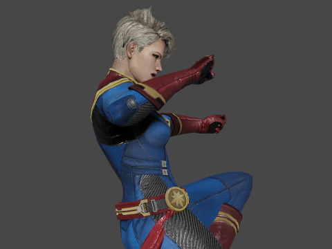 Captain Marvel Low-poly 3D Model
