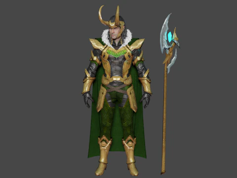Loki baixo poli Modelo 3D