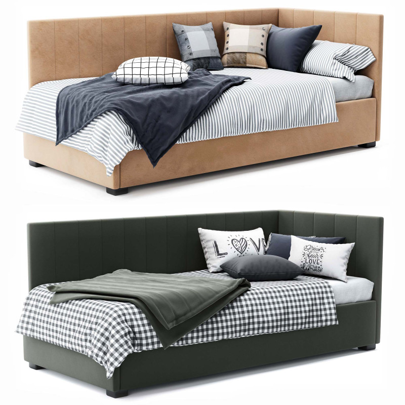 Gaja Single Bed 3D Модель .c4d .max .obj .3ds .fbx .stl .blend 