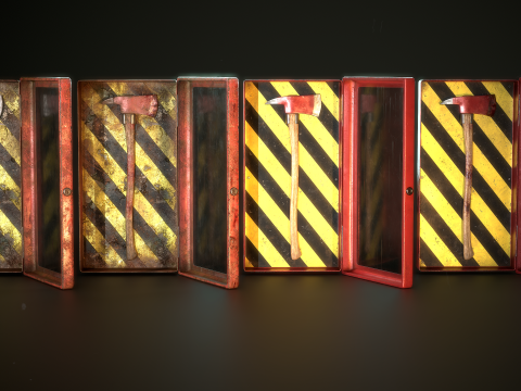 Fire Axe and Emergency Box Modelo 3D