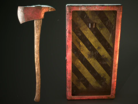 Fire Axe and Emergency Box 3D Model