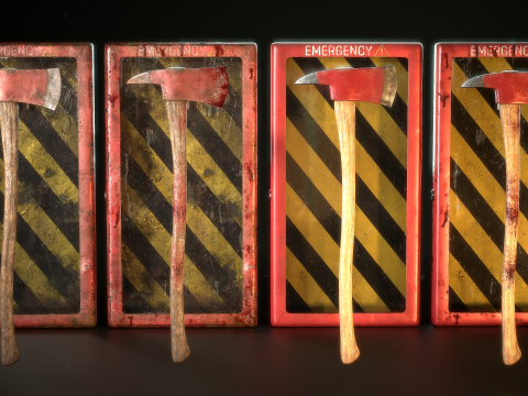 Fire Axe and Emergency Box 3D Модель
