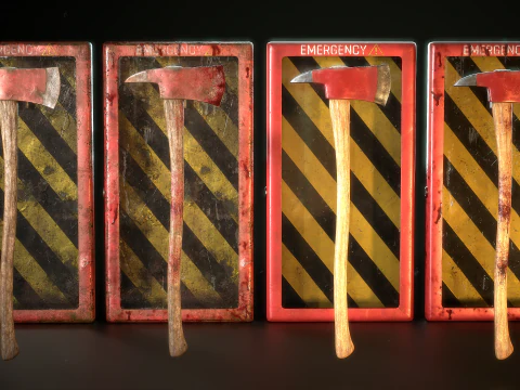 Fire Axe and Emergency Box 3D Model