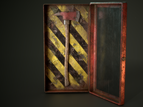 Fire Axe and Emergency Box 3D Модель
