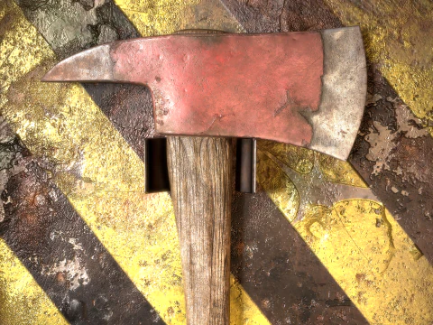 Fire Axe and Emergency Box 3D Model