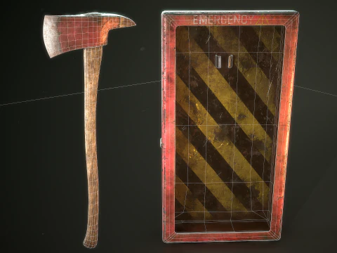 Fire Axe and Emergency Box 3D Model