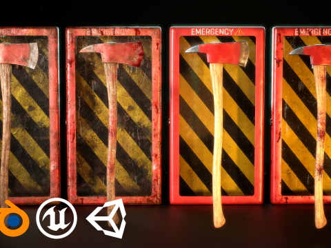 Fire Axe and Emergency Box 3D Модель