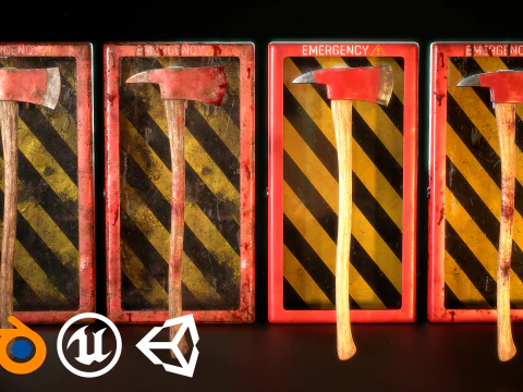Fire Axe and Emergency Box 3D Model