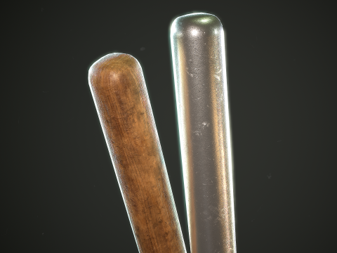 PROCEDURAL BASEBALL BAT Customize the baseball bat materials and meshes 3D Модель