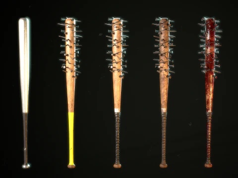 PROCEDURAL BASEBALL BAT Customize the baseball bat materials and meshes 3D Model