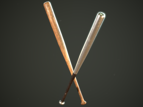 PROCEDURAL BASEBALL BAT Customize the baseball bat materials and meshes 3D Модель