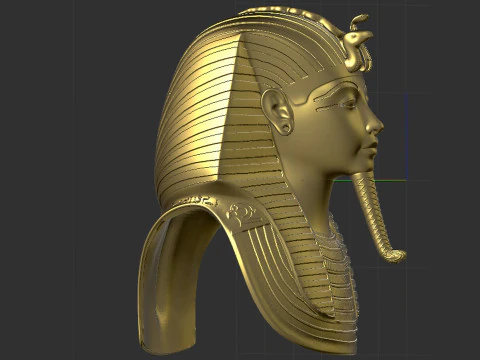 M&aacute;scara dorada original de Tutankam&oacute;n. Modelo de impresión 3D