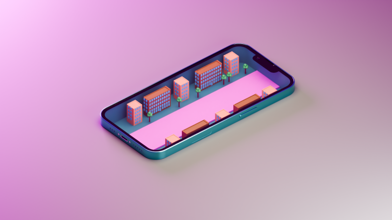 IPhone with city 3D Модель .c4d .max .obj .3ds .fbx .stl .blend 