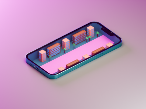 IPhone with city 3Dモデル