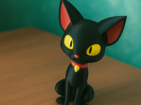 Black Cat Figurine 3D Print Model