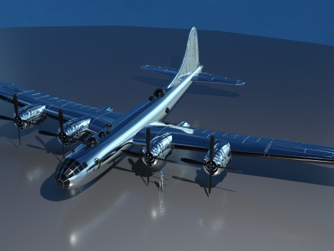 EnolaGay B-29 Superfortress bomber and LittleBoy Atomic Bomb 3Dモデル