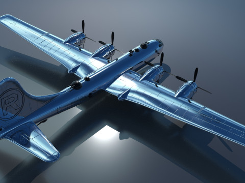 EnolaGay B-29 Superfortress bomber and LittleBoy Atomic Bomb 3D 모델