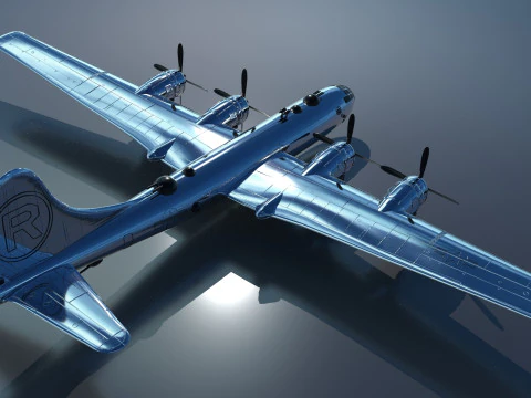 EnolaGay B-29 Superfortress bomber and LittleBoy Atomic Bomb 3D Model