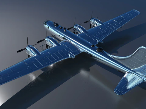 EnolaGay B-29 Superfortress bomber and LittleBoy Atomic Bomb 3D Model