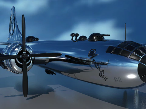 EnolaGay B-29 Superfortress bomber and LittleBoy Atomic Bomb 3D Model