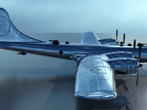 EnolaGay B-29 Superfortress bomber and LittleBoy Atomic Bomb 3D Model