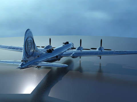 EnolaGay B-29 Superfortress bomber and LittleBoy Atomic Bomb 3D 모델