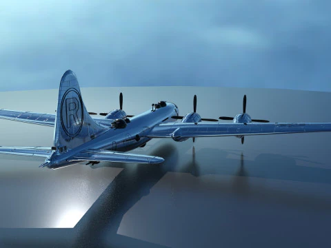 EnolaGay B-29 Superfortress bomber and LittleBoy Atomic Bomb 3D Model