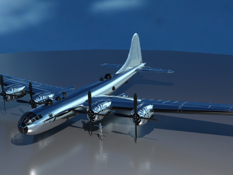 EnolaGay B-29 Superfortress bomber and LittleBoy Atomic Bomb 3D 모델