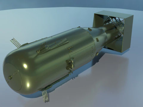 EnolaGay B-29 Superfortress bomber and LittleBoy Atomic Bomb 3D Model