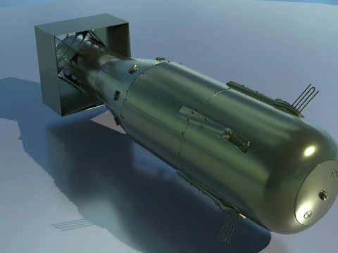 EnolaGay B-29 Superfortress bomber and LittleBoy Atomic Bomb 3D Model