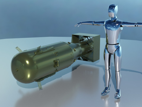 EnolaGay B-29 Superfortress bomber and LittleBoy Atomic Bomb 3D 모델