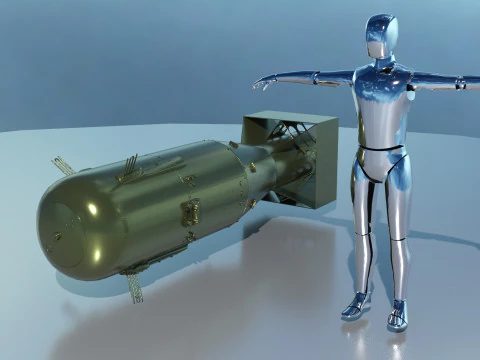 EnolaGay B-29 Superfortress bomber and LittleBoy Atomic Bomb 3D Model