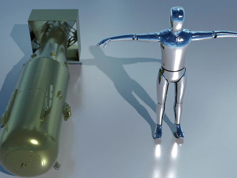 EnolaGay B-29 Superfortress bomber and LittleBoy Atomic Bomb 3D Model