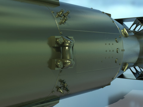 EnolaGay B-29 Superfortress bomber and LittleBoy Atomic Bomb 3D 모델