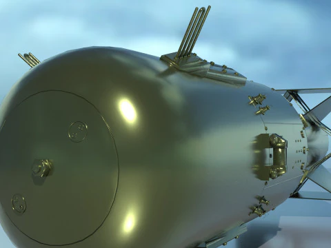EnolaGay B-29 Superfortress bomber and LittleBoy Atomic Bomb 3D Model