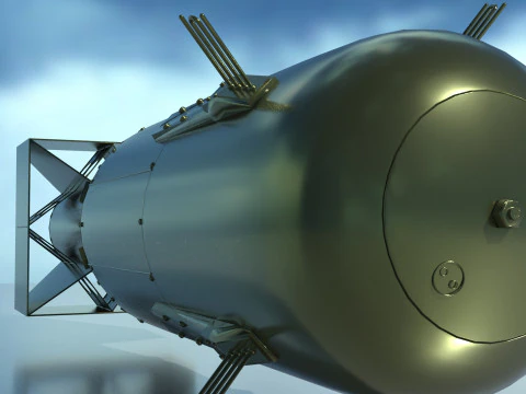 EnolaGay B-29 Superfortress bomber and LittleBoy Atomic Bomb 3D Model