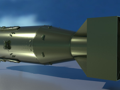 EnolaGay B-29 Superfortress bomber and LittleBoy Atomic Bomb 3D 모델