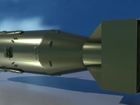 EnolaGay B-29 Superfortress bomber and LittleBoy Atomic Bomb 3D Model