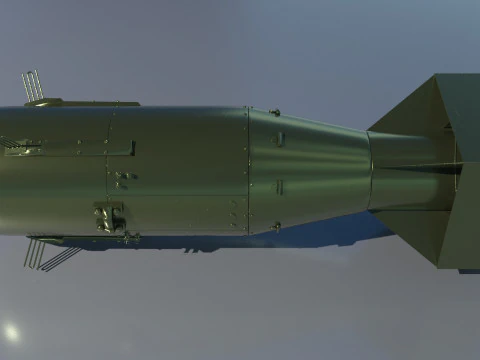 EnolaGay B-29 Superfortress bomber and LittleBoy Atomic Bomb 3D Model