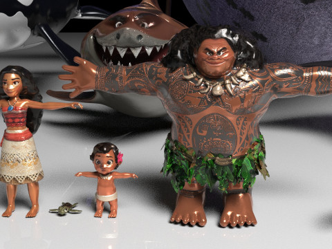 Pack Moana 20 Characters 3D 모델