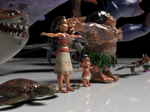 Pack Moana 20 Characters 3D Model