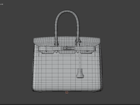 Orange Ostrich Leather Luxury Handbag 3D Model