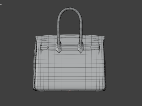 Orange Ostrich Leather Luxury Handbag 3D Model