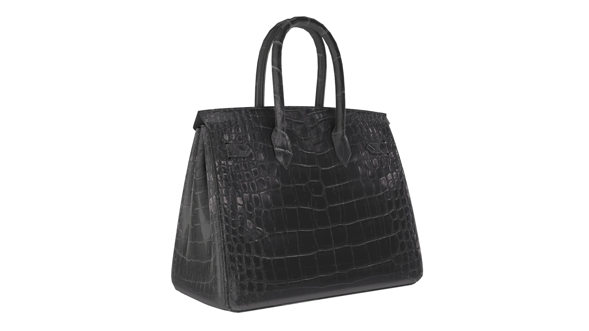 Classic black leather tote Handbag 3D Model .c4d .max .obj .3ds .fbx .stl .blend 