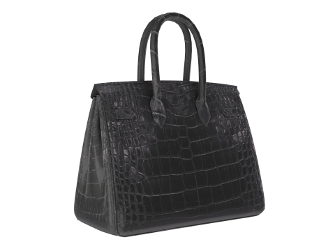 Classic black leather tote Handbag 3D 모델