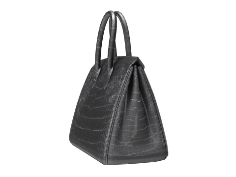 Classic black leather tote Handbag 3D Model