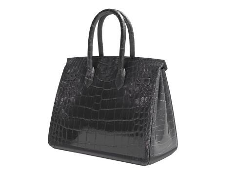 Classic black leather tote Handbag Model 3D